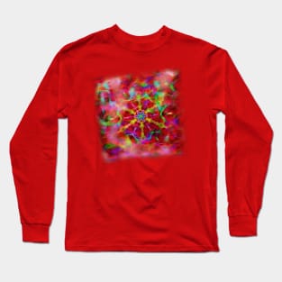 Vibrant kaleidoscope in red mist Long Sleeve T-Shirt